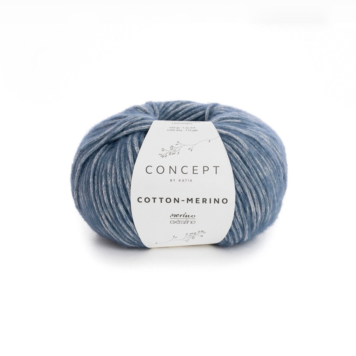 Katia Cotton-Merino, ovillo de algodón y merino, color azul
