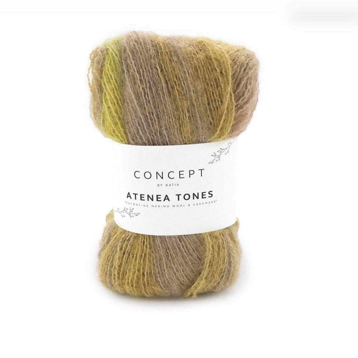 Katia Atenea Tones, merino, cotton and cashmere ball, khaki shade