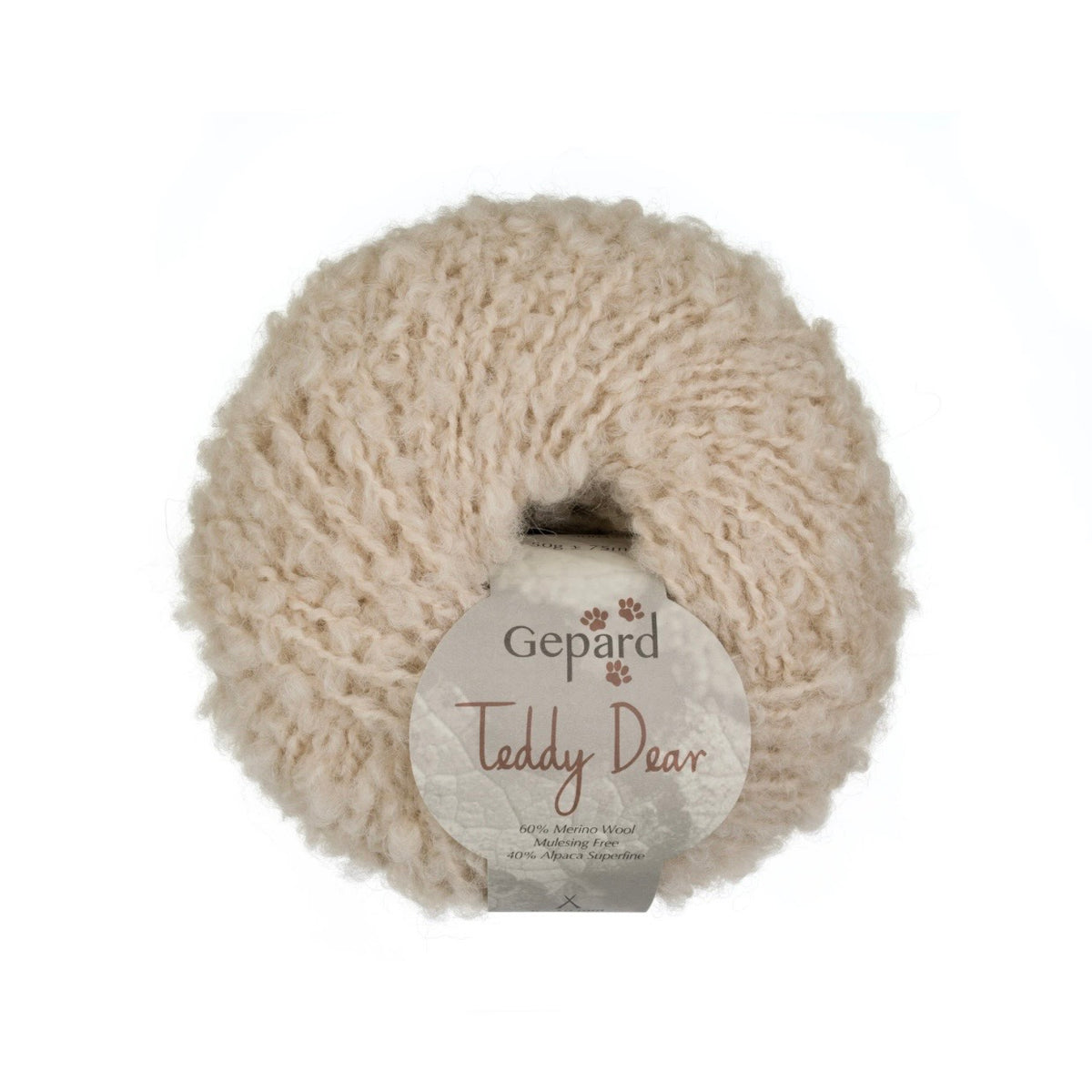 Gepard Teddy Dear, ovillo de alpaca y merino, color beige