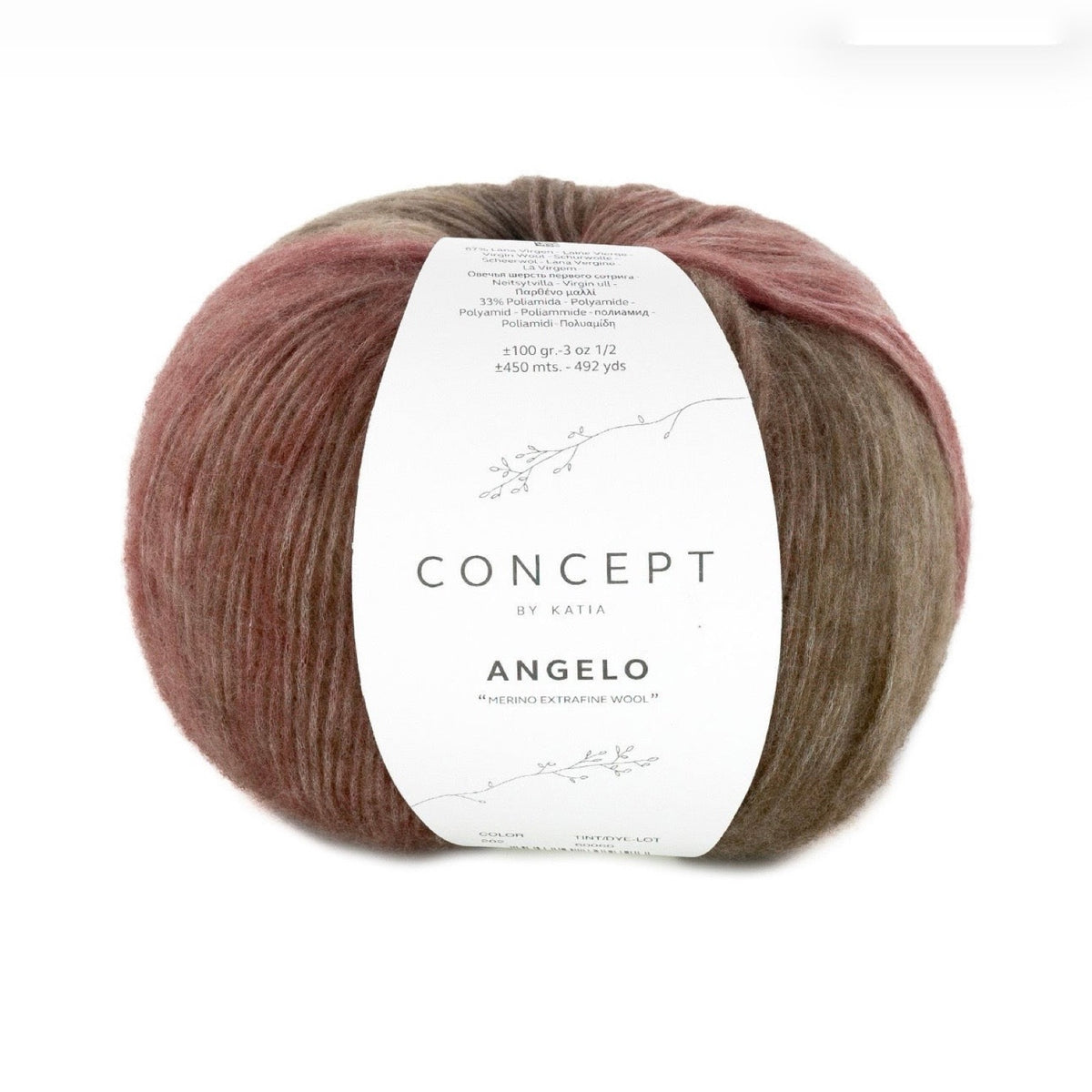Katia Angelo, merino and polyamide ball, brown shade