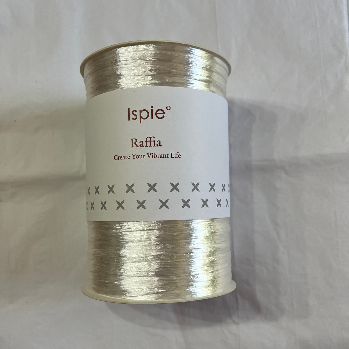 Ispie Raffia Metallic, spool of braided raffia cord, white shade