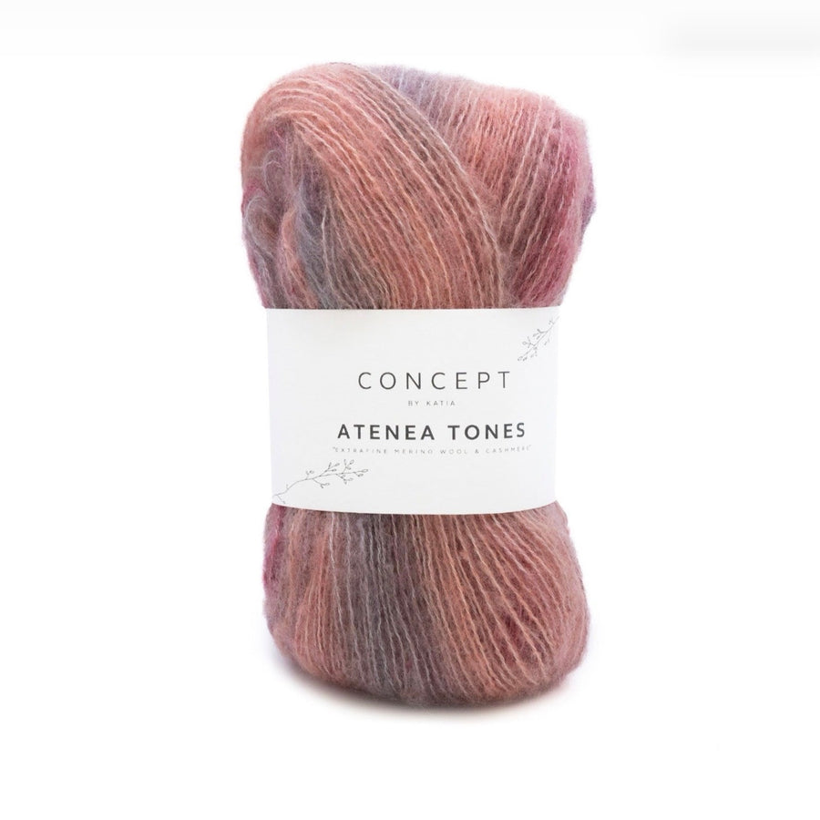 Katia Atenea Tones, merino, cotton and cashmere ball, coral shade