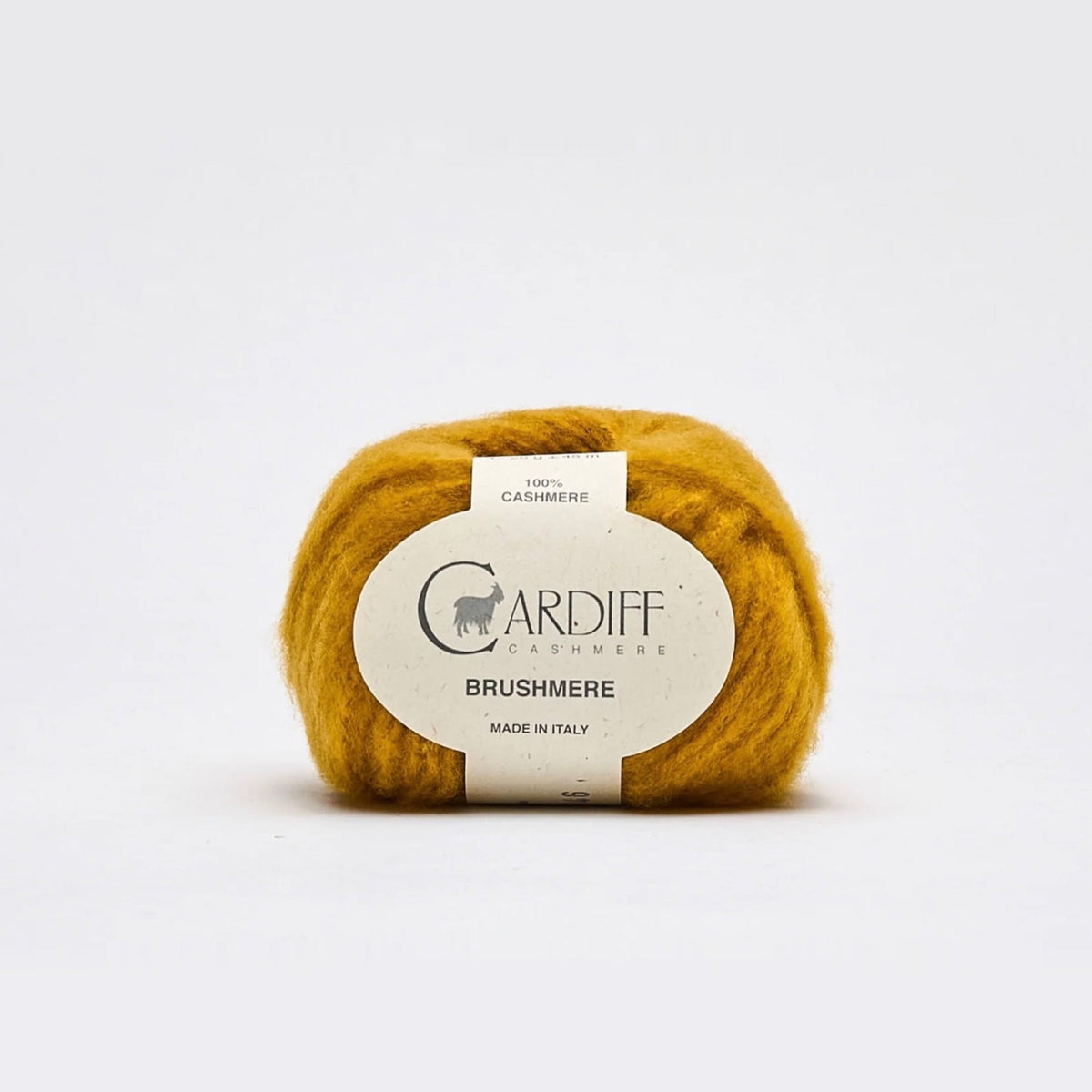 Cardiff Cashmere Brushmere, cashmere ball, mustard shade