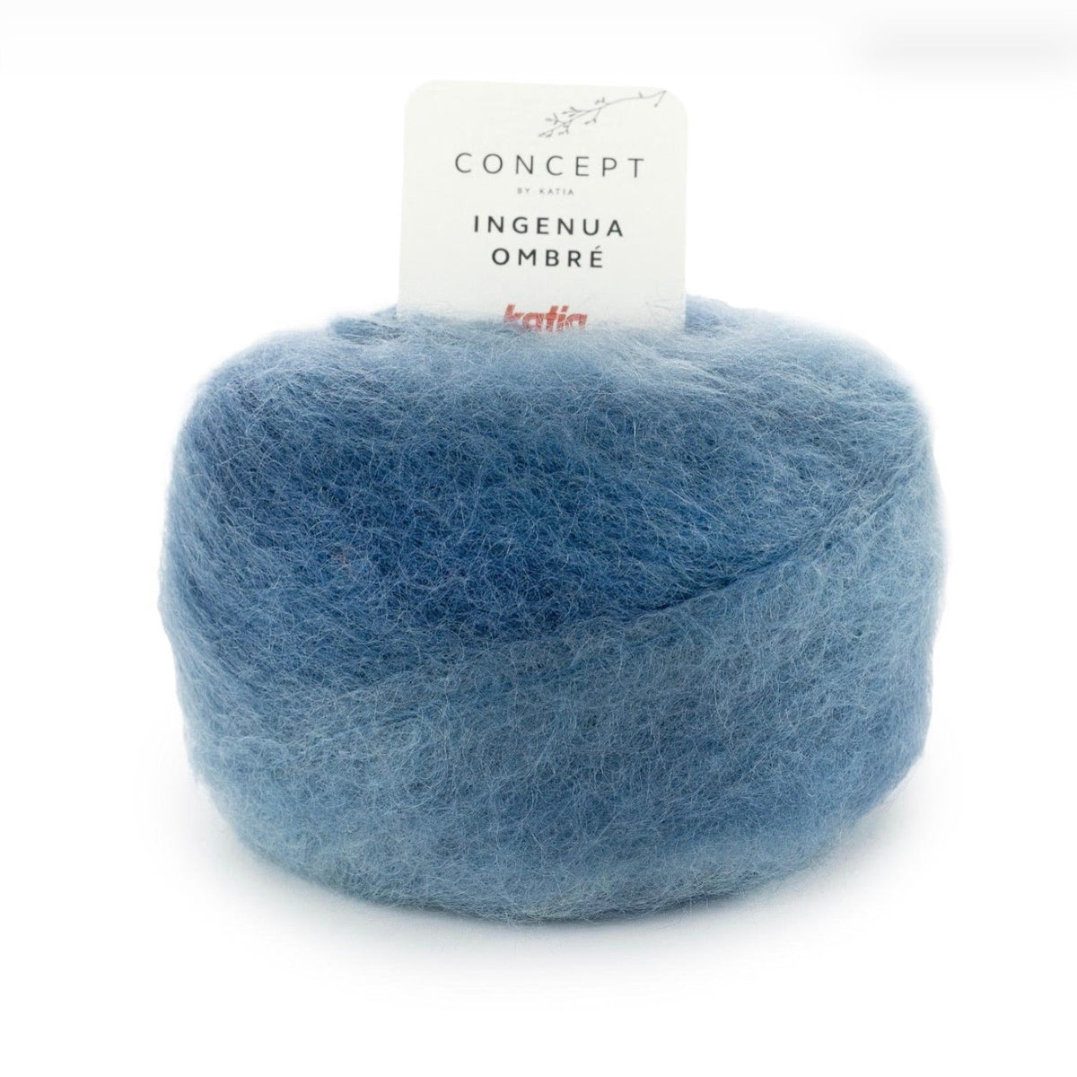 Katia Ingenua Ombré, Knäuel aus Mohair, Polyamid und Schurwolle, Farbe blau