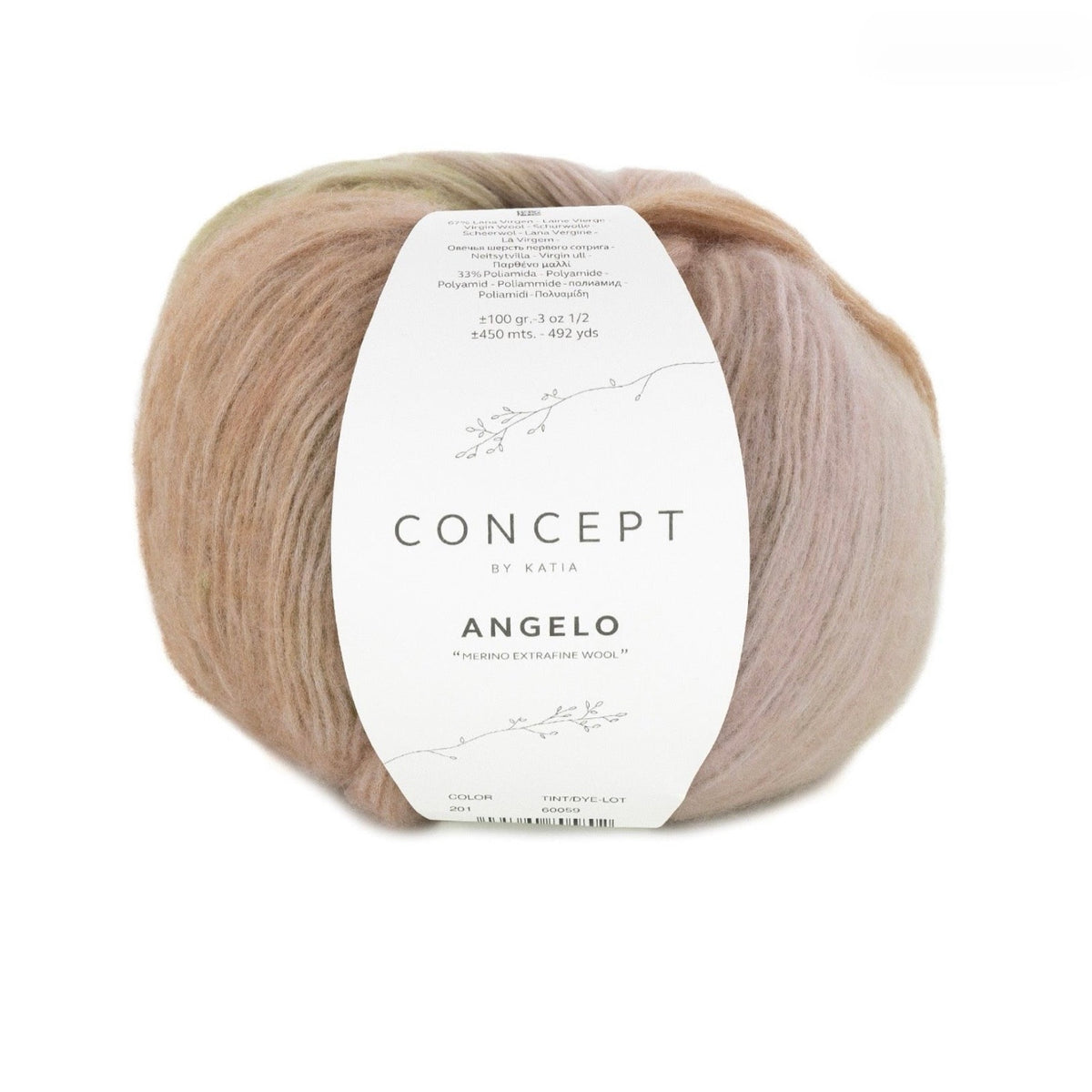 Katia Angelo, merino and polyamide ball, pink shade