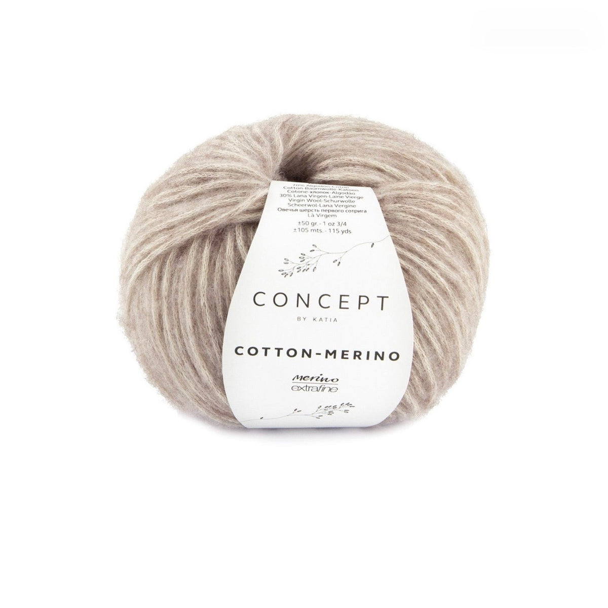 Katia Cotton-Merino, ovillo de algodón y merino, color topo