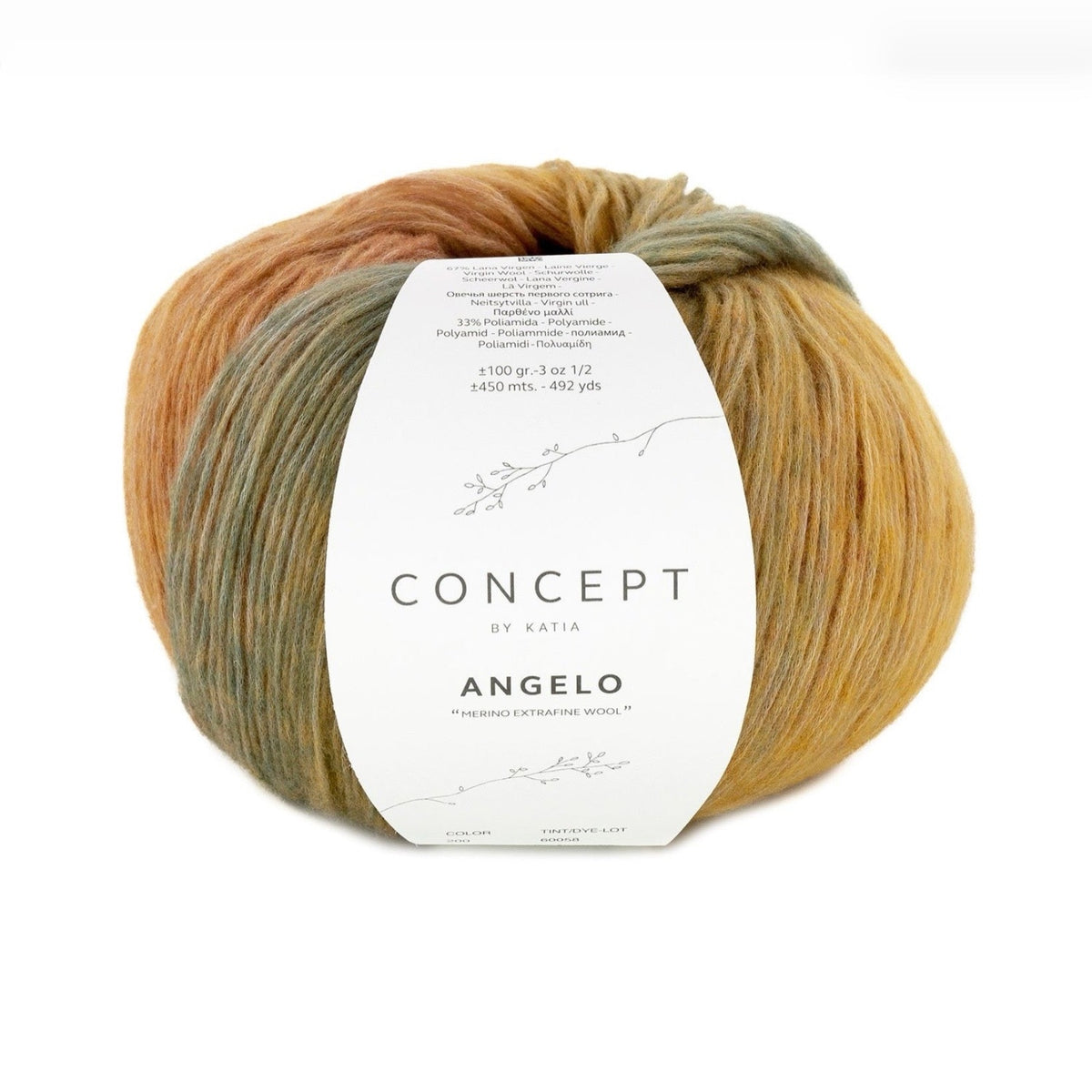 Katia Angelo, merino and polyamide ball, khaki shade