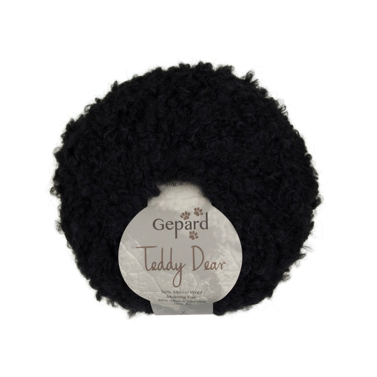 Gepard Teddy Dear, ovillo de alpaca y merino, color negro