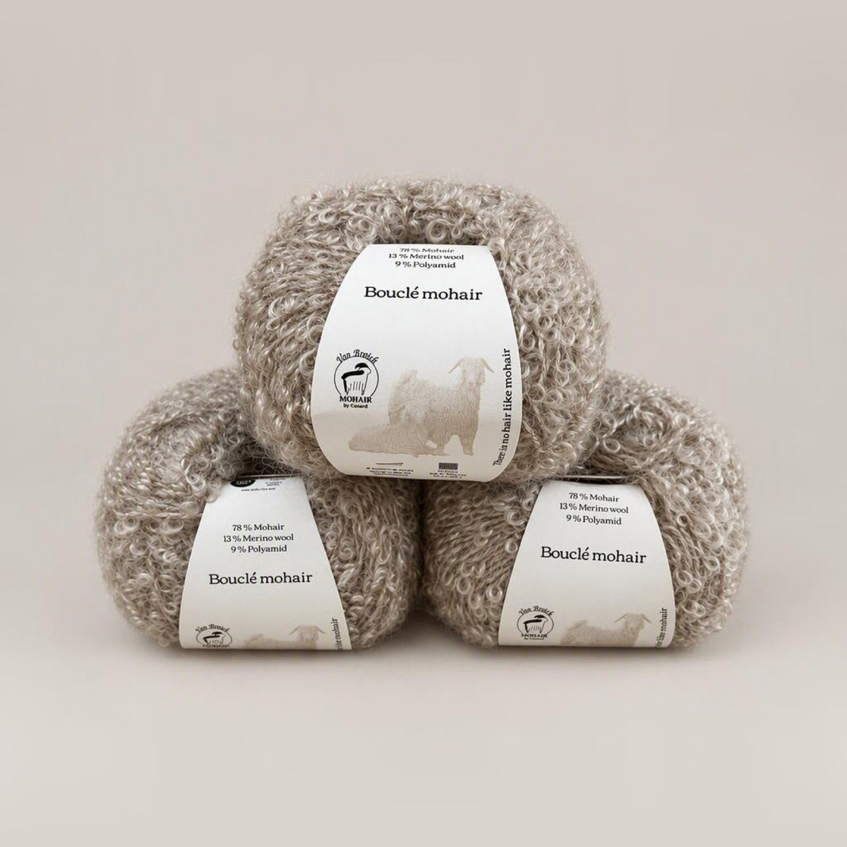 Mohair by Canard Bouclé, mohair, merino and nylon skein, beige shade