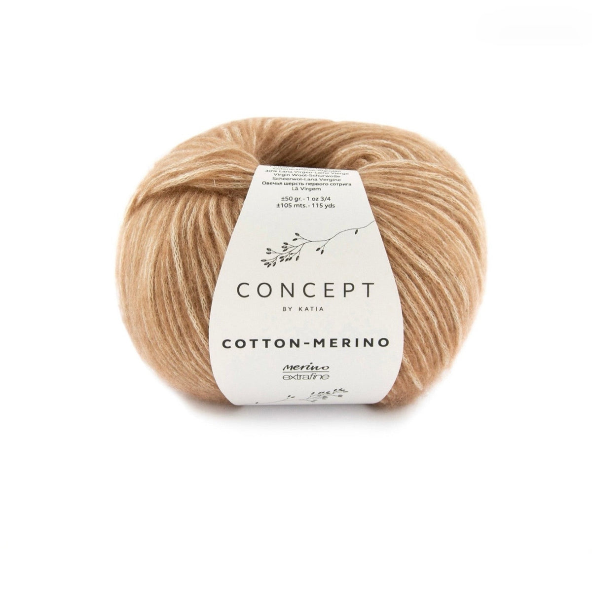 Katia Cotton-Merino, ovillo de algodón y merino, color camel