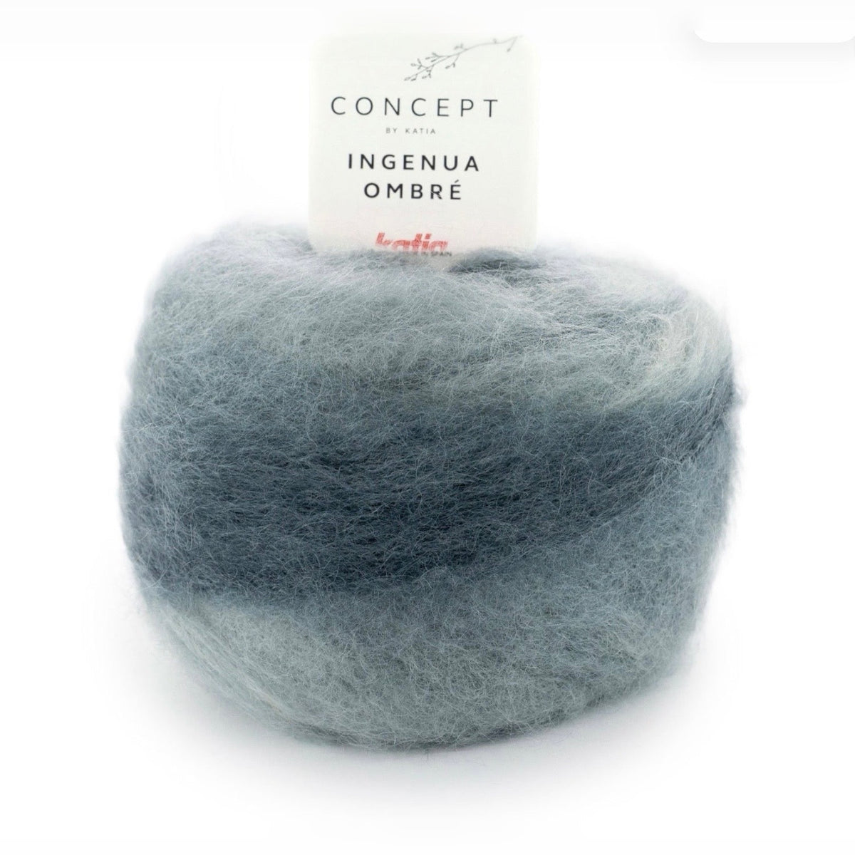 Katia Ingenua Ombré, Knäuel aus Mohair, Polyamid und Schurwolle, Farbe grau