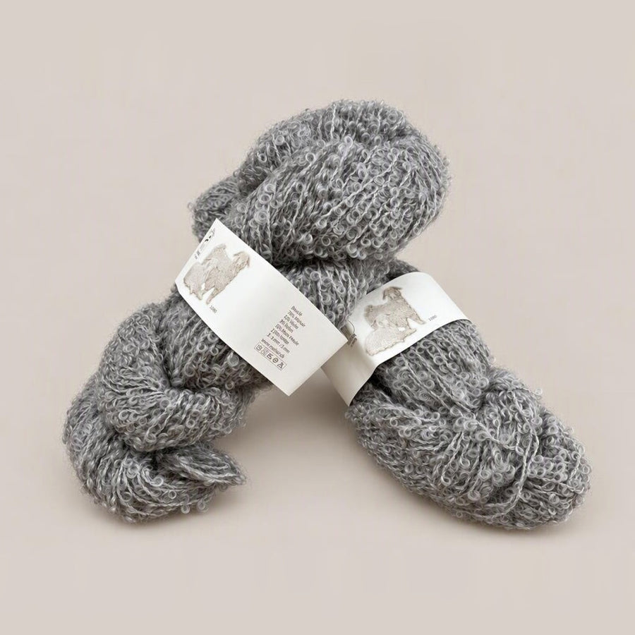 Mohair by Canard Bouclé, mohair, merino and nylon skein, grey shade