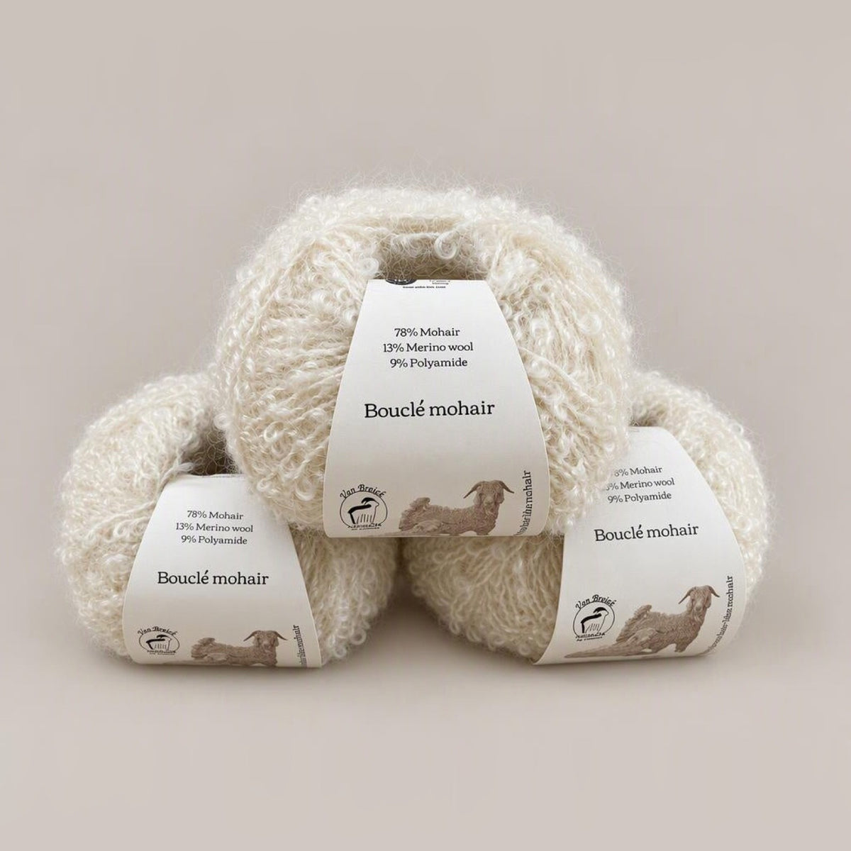 Mohair by Canard Bouclé, mohair, merino and nylon skein, white shade
