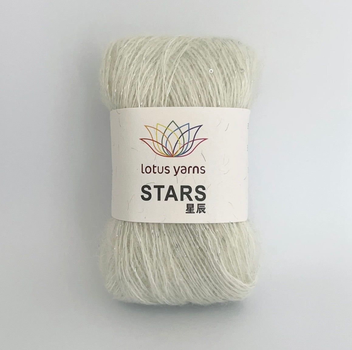 LOTUS YARNS STARS, kid mohair, merino and nylon skein, off-white shade