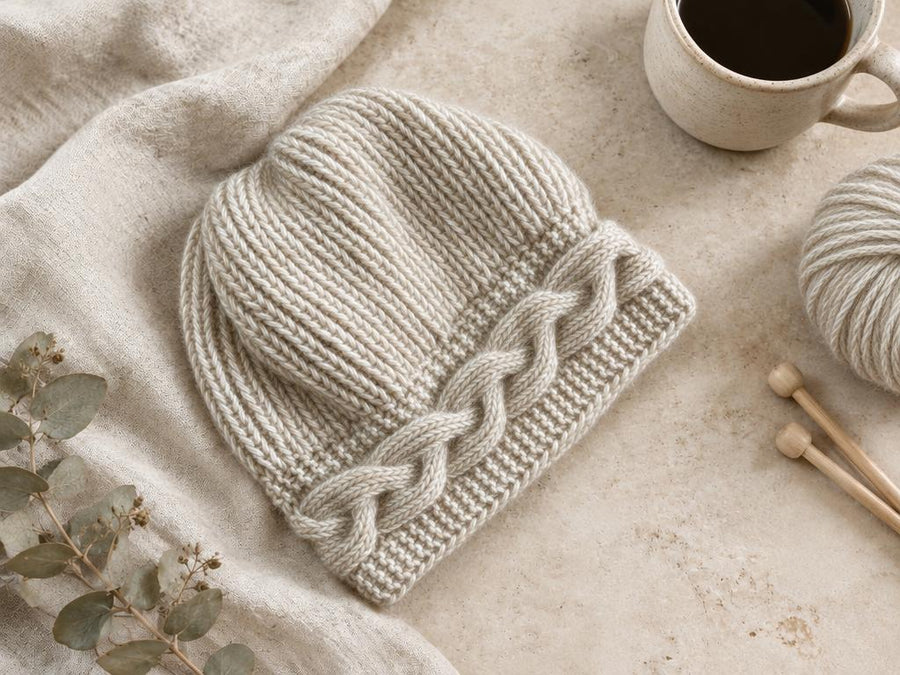 Knitted hat, cotton merino winter hat