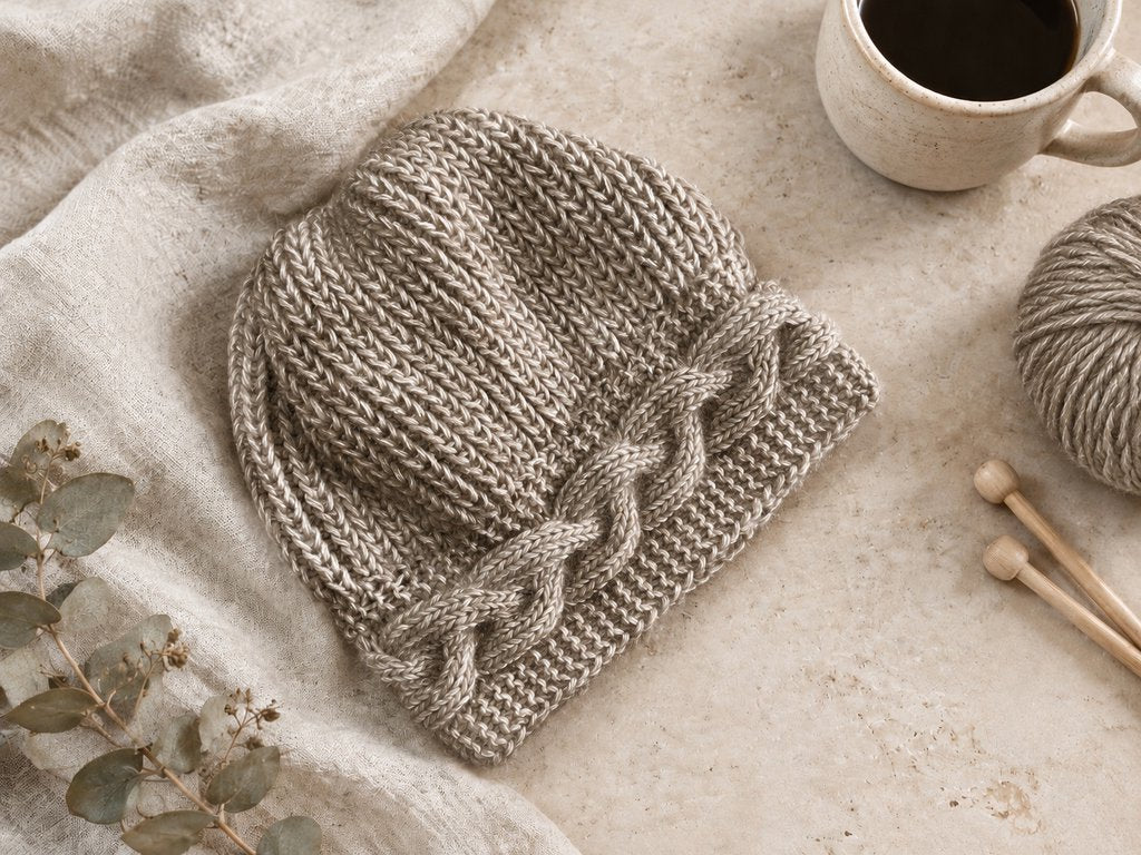 Knitted hat, cotton merino winter hat